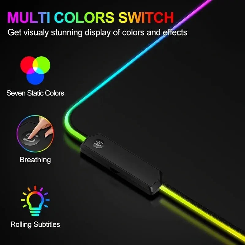 1 Pcs Large Gaming Mouse Pad Light Modes
