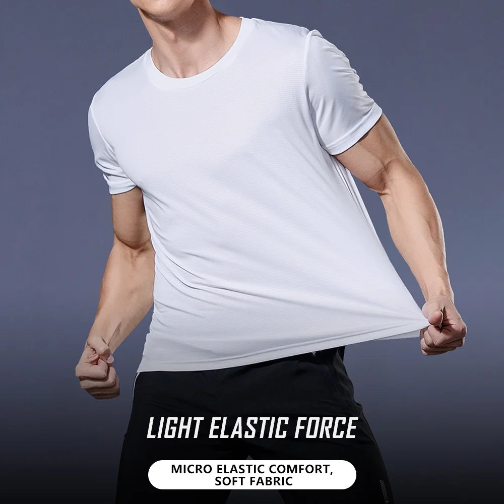 Camisa de ginástica masculina de manga curta e secagem rápida
