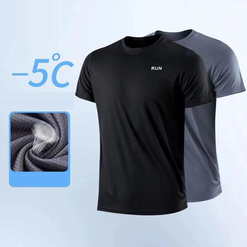 Camisa de ginástica masculina de manga curta e secagem rápida