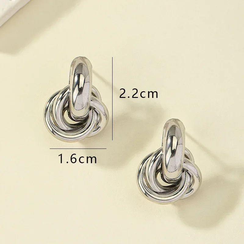 Gold SIlver Color Knot Hoop Earring for Women