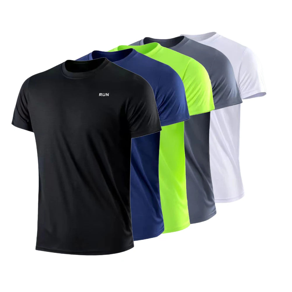 Camisa de ginástica masculina de manga curta e secagem rápida