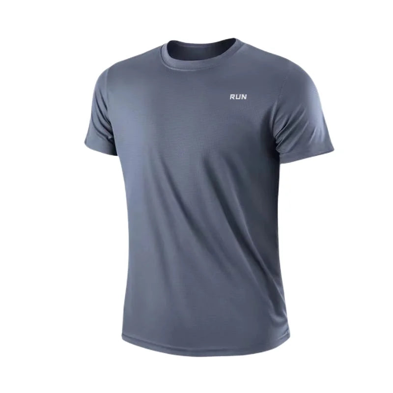 Camisa de ginástica masculina de manga curta e secagem rápida