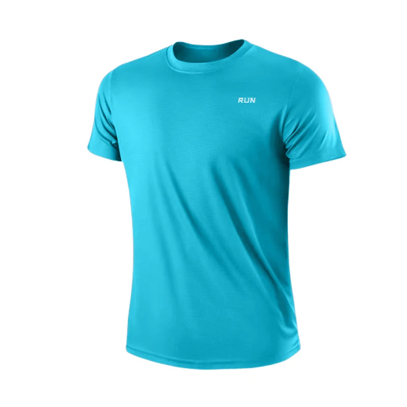 Camisa de ginástica masculina de manga curta e secagem rápida