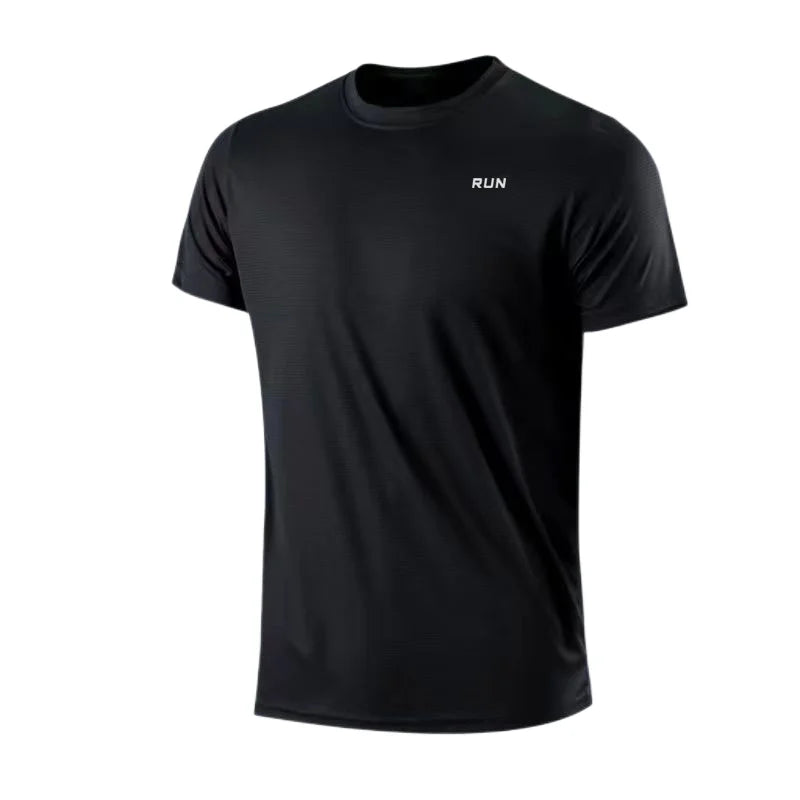 Camisa de ginástica masculina de manga curta e secagem rápida