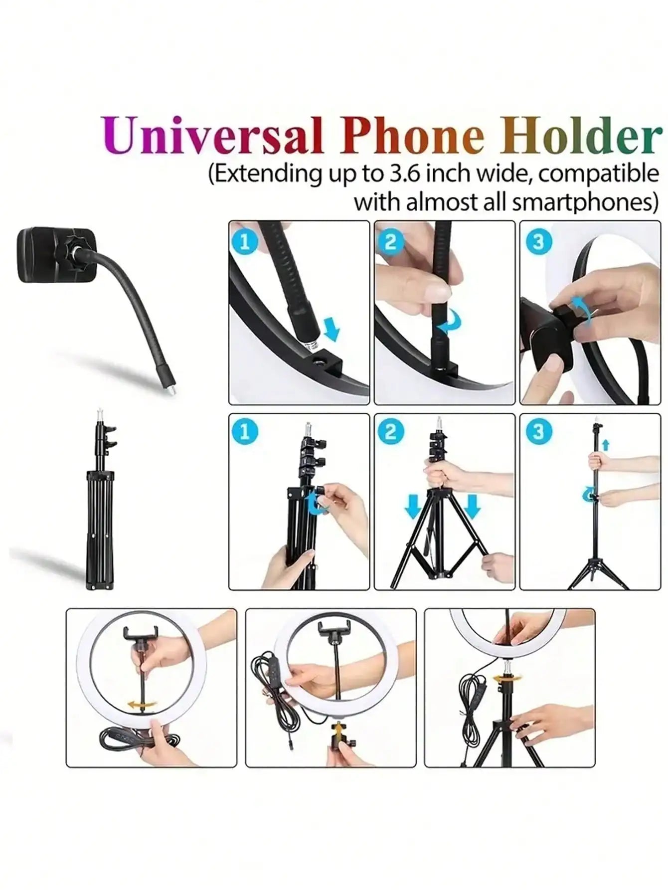 12-inch ring light tripod USB