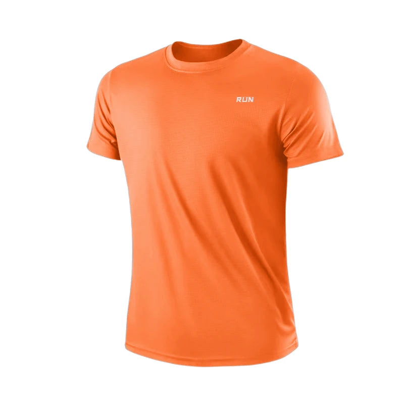 Camisa de ginástica masculina de manga curta e secagem rápida