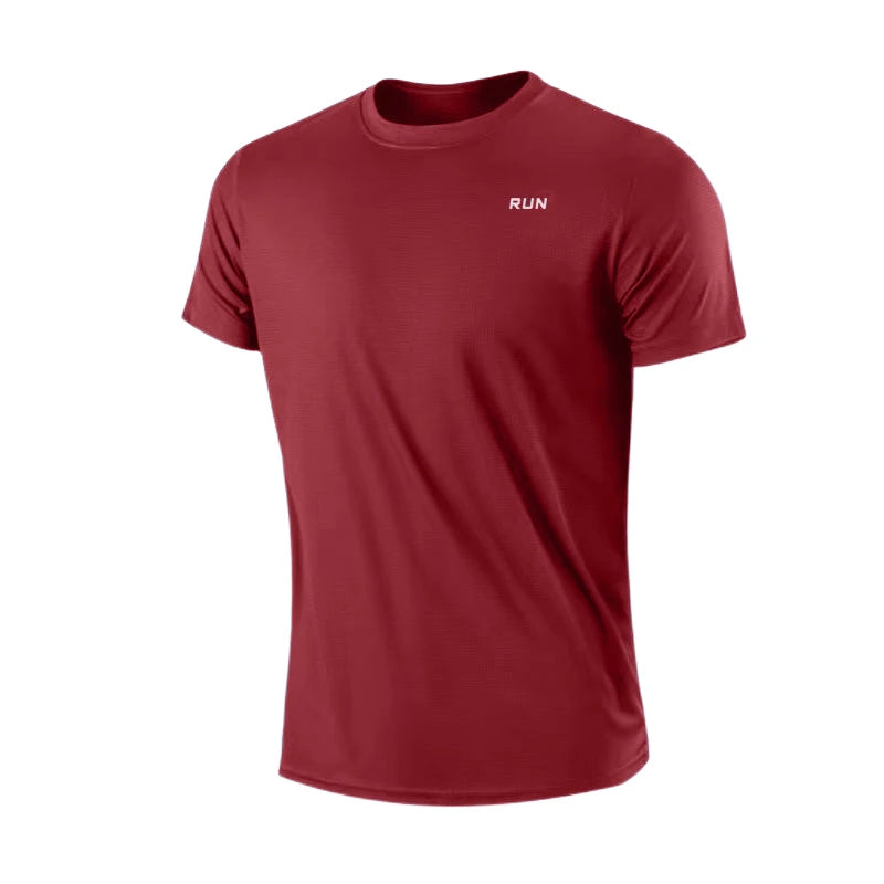 Camisa de ginástica masculina de manga curta e secagem rápida