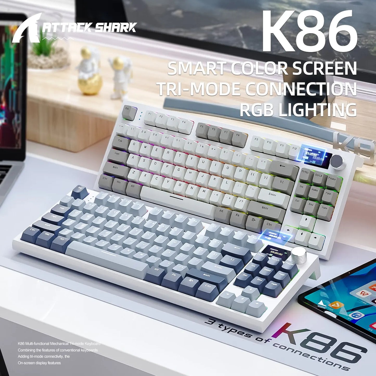 Teclado mecânico sem fio K86 hot-swappable