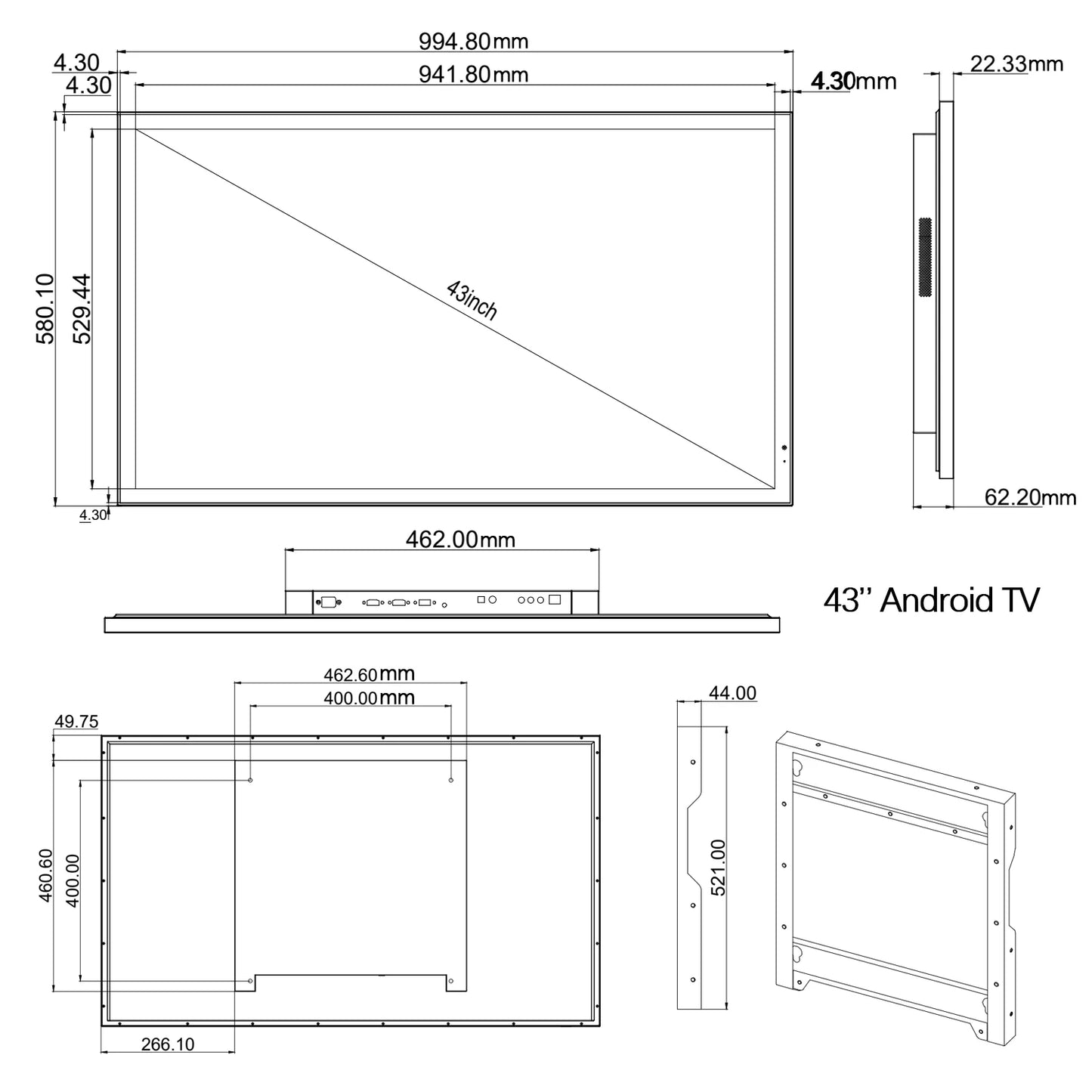 Souria Espelho Inteligente 4K de 43 polegadas