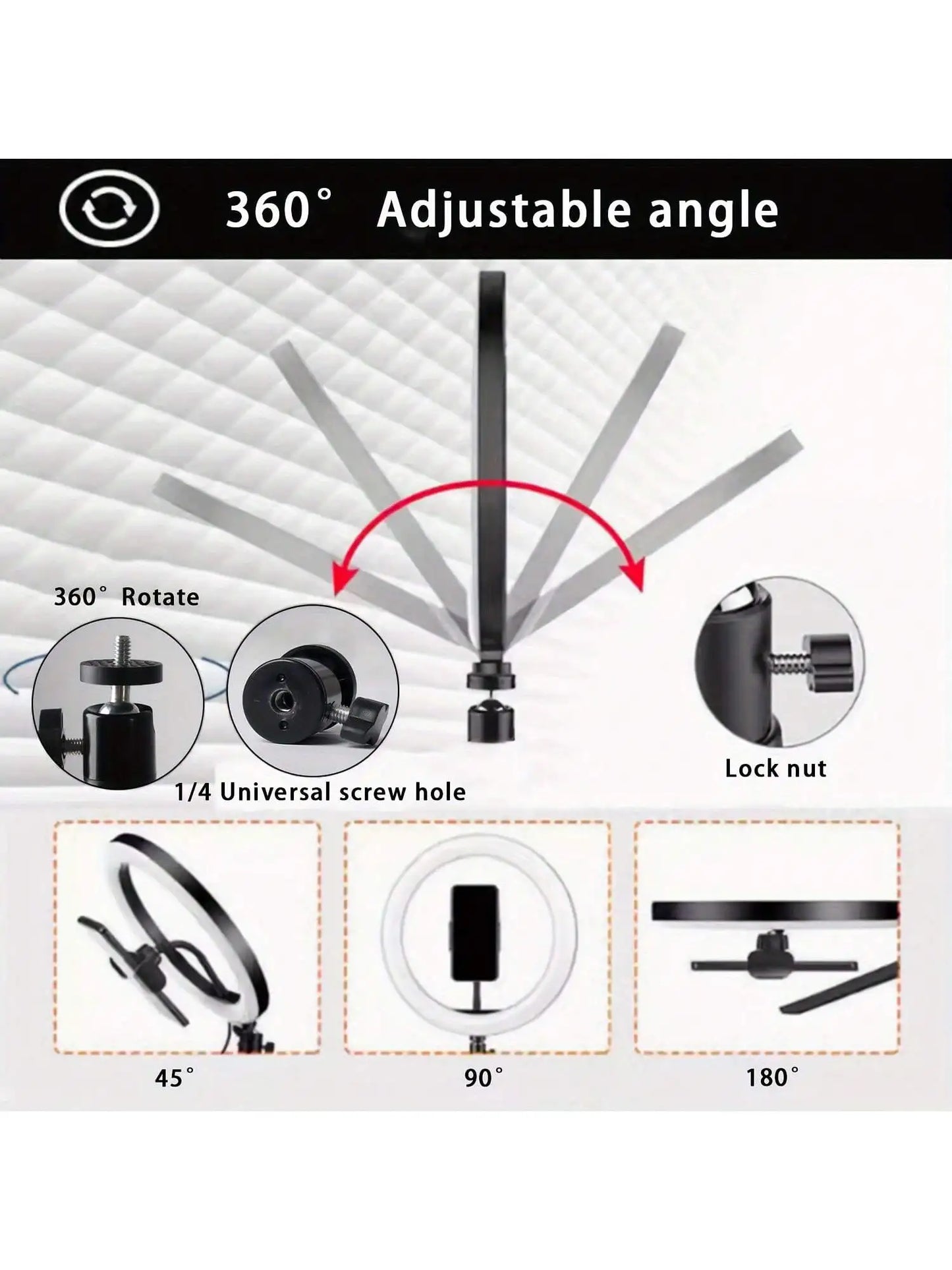 12-inch ring light tripod USB