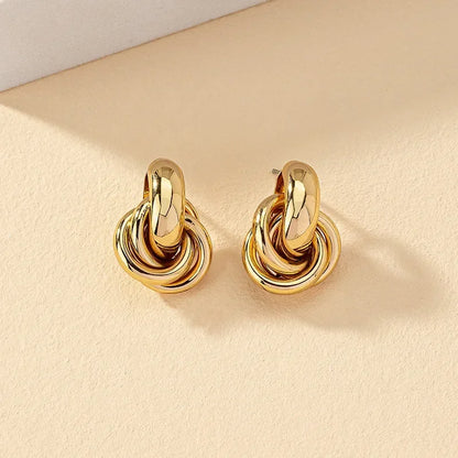 Gold SIlver Color Knot Hoop Earring for Women