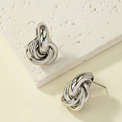 Gold SIlver Color Knot Hoop Earring for Women
