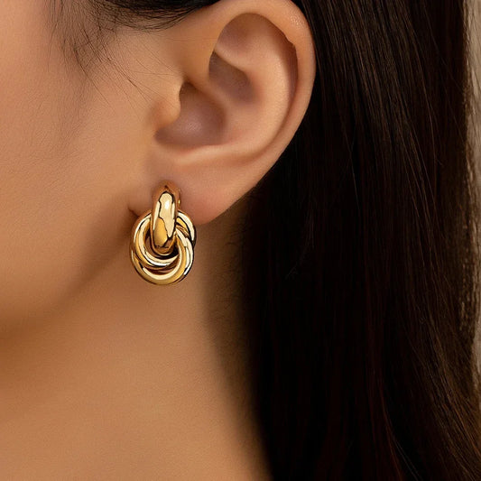 Gold SIlver Color Knot Hoop Earring for Women