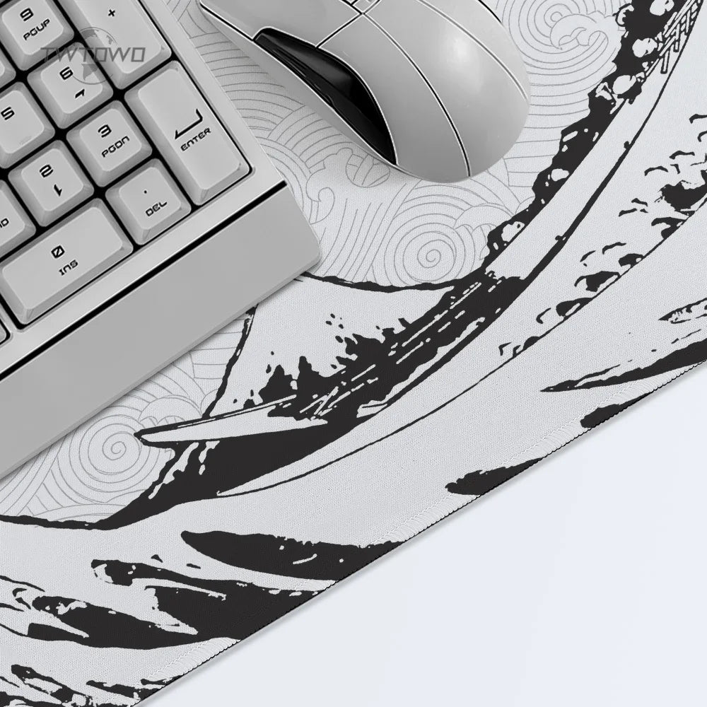 Mouse Pad Gaming Black And White Gray Art