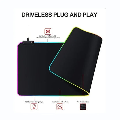 1 Pcs Large Gaming Mouse Pad Light Modes
