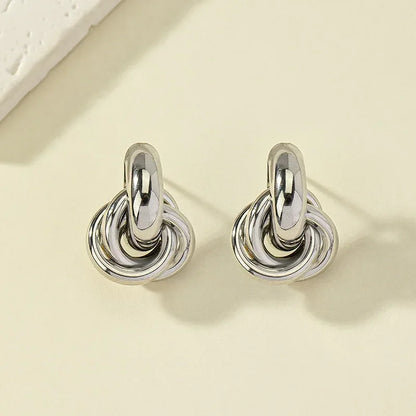 Gold SIlver Color Knot Hoop Earring for Women