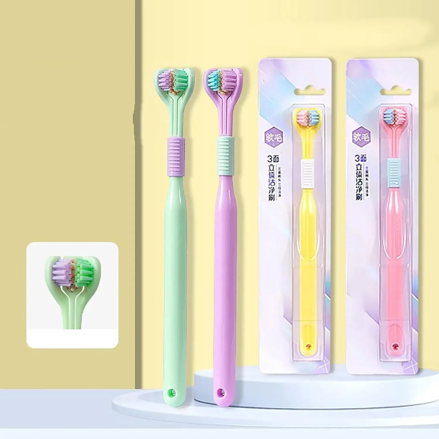Three Sided Soft Hair Tooth Toothbrush