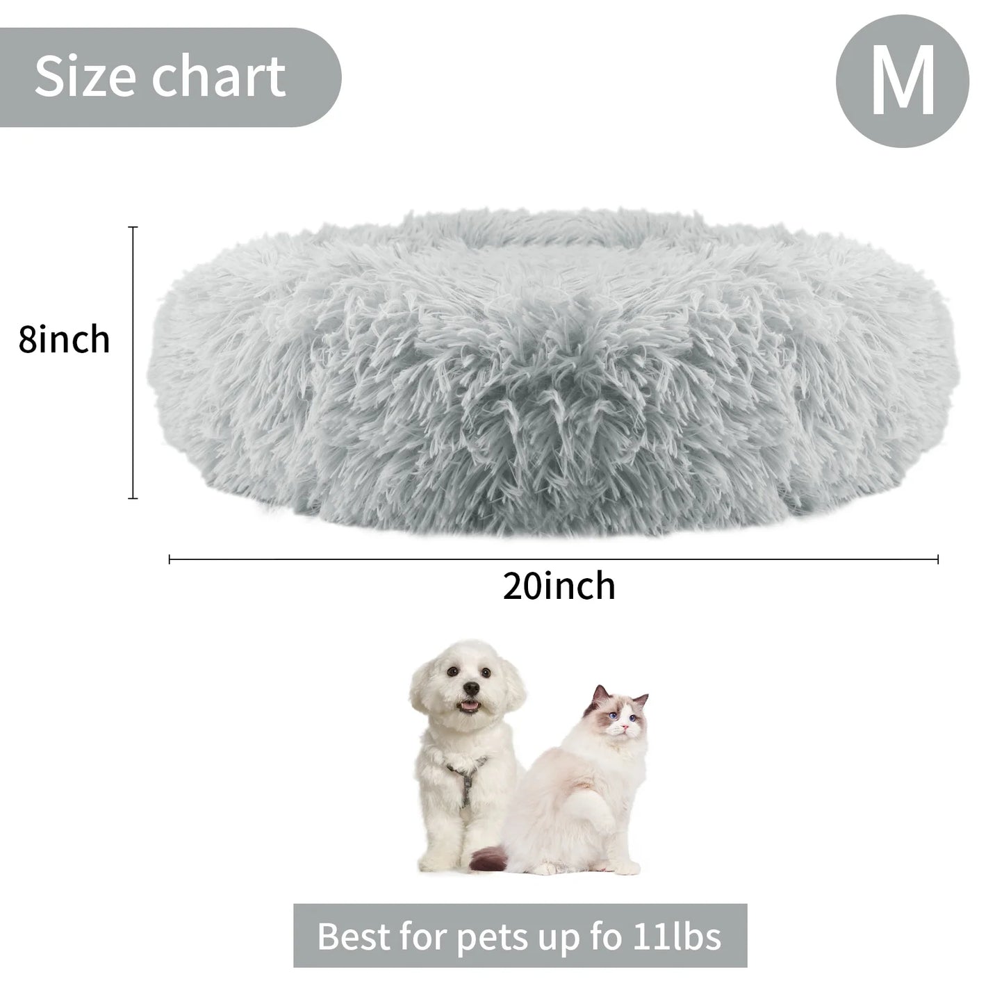 50cm Round Pet Bed Calming Dog & Cat